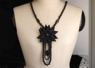 Độc Strand corsage Đen hoa Đồ trang sức thủ công Vải Necklacesfor Phụ nữ