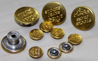Nút quần áo tùy chỉnh 4 lỗ Kim loại tròn với kim loại hợp kim vàng sáng bóng