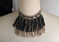 Dress OEM Đen Tassel Handmade Chain Collar Necklace, thủ công Dây chuyền cho girl