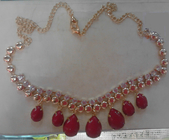 CUSTOM Red rhinestone handmade vòng cổ với dây chuyền vàng và tôm hùm clip