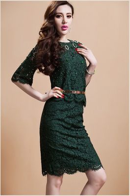 Cổ kim loại Belt kim cương hai chiếc váy prom mảnh cườm ren váy, đỏ / đen