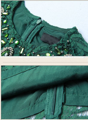 Cổ kim loại Belt kim cương hai chiếc váy prom mảnh cườm ren váy, đỏ / đen