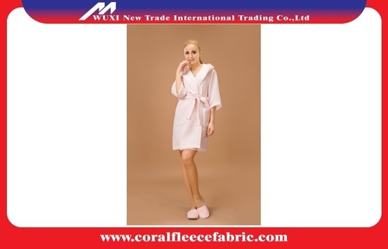 Màu xanh / trắng / Peach Beige áo choàng tắm sang trọng cho phụ nữ, đội mũ trùm đầu Waffle ngủ