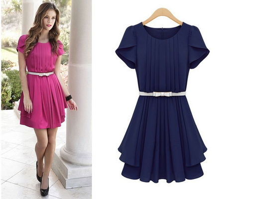 Người lớn Womens Casual Quần áo không tay mùa hè Dresses Modest Với ​​Belt