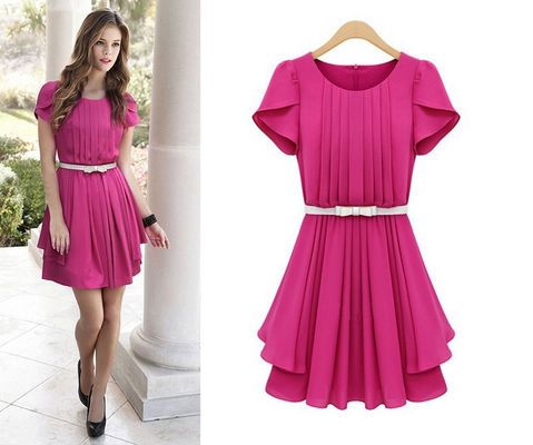 Người lớn Womens Casual Quần áo không tay mùa hè Dresses Modest Với ​​Belt