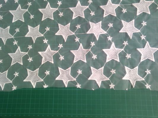 Pentagram Qmilch organza thêu ren vải, ren vải sao