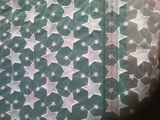Pentagram Qmilch organza thêu ren vải, ren vải sao