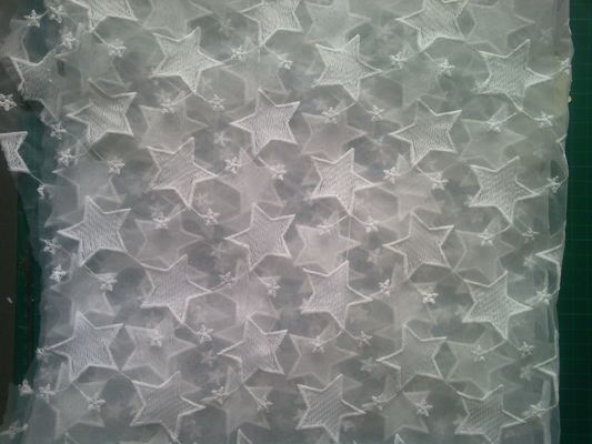 Pentagram Qmilch organza thêu ren vải, ren vải sao