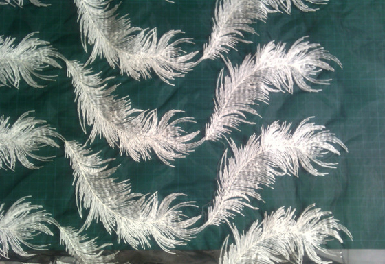Trắng hoa văn lông organza thêu bông ren vải Đối với hàng may mặc