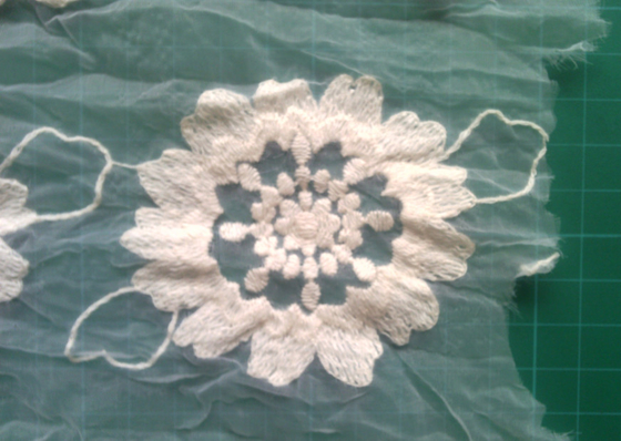 Tinh khiết bông organza thêu hoa ren vải may Eco thân thiện