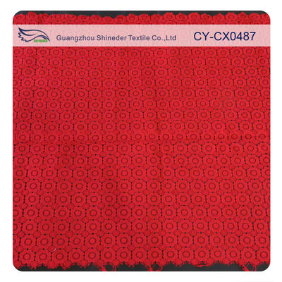 Red Stretch hoa thêu ren vải cho phụ nữ ăn mặc và đầu trang