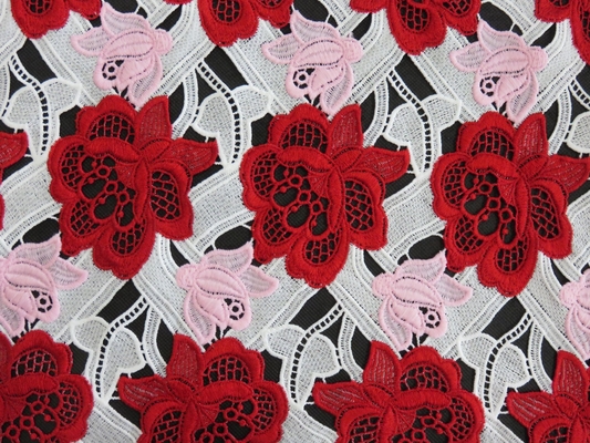 Nặng Ba Màu Thêu Crochet Vải Ren / May Váy Áo Vải