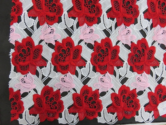 Nặng Ba Màu Thêu Crochet Vải Ren / May Váy Áo Vải