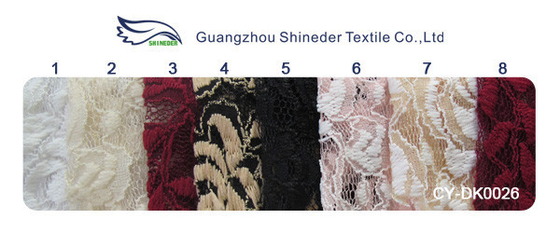 Bông Spandex Polyester Stretchy ren vải với lưới dệt kim hoa ren