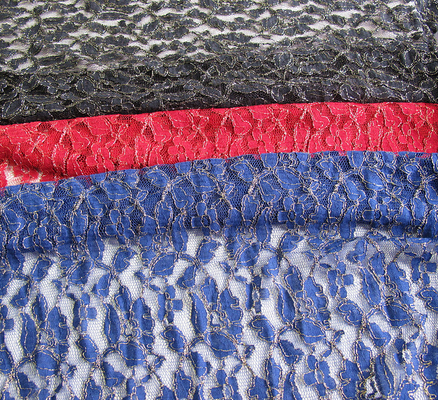 Royal Blue bông Nylon vàng kim Crochet ren vải theo sân