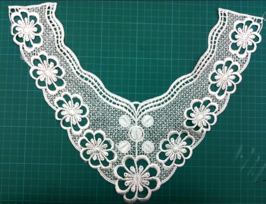 Customized cổ ren thêu cổ áo motif cho váy