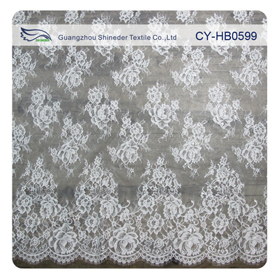 Tùy chỉnh đàn hồi Bridal Eyelash Lace Trim, trắng vải ren cô dâu