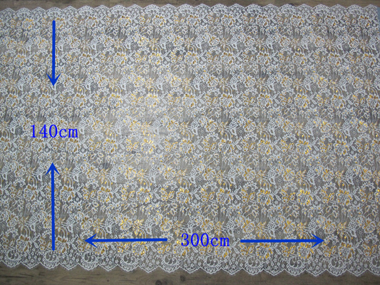 Vàng kim loại Nylon lông mi ren trang trí cho trang phục thời trang 140cm chiều rộng