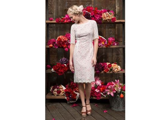 Kem ren Casual Womens Dresses nửa tay áo Với Polyester