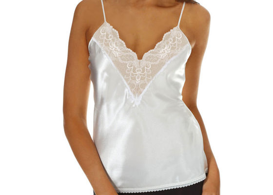Công chúa Pure White Elegant Ladies Trơn V cổ yếm với ren Trim