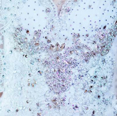 Luxury Beaded Rhinestone váy cưới, phụ nữ vải tuyn sưng húp váy cưới