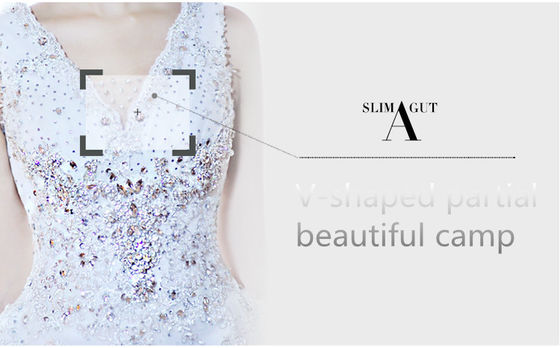 Luxury Beaded Rhinestone váy cưới, phụ nữ vải tuyn sưng húp váy cưới