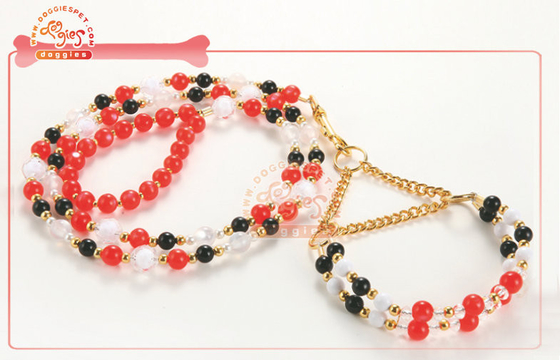 Exquisite Trân Bead Martingale Chain Chó Đào tạo Collar Đối Toy Dog