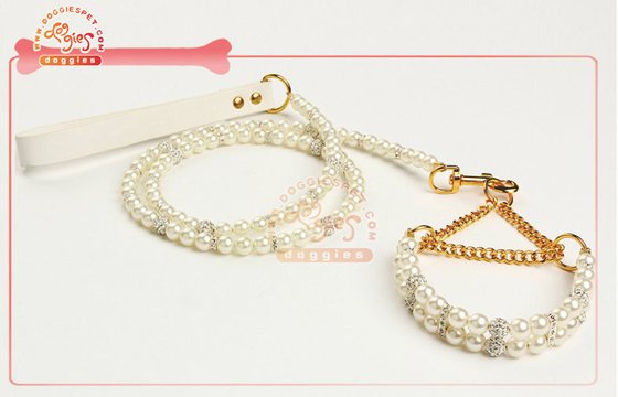 Exquisite Trân Bead Martingale Chain Chó Đào tạo Collar Đối Toy Dog