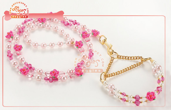 Exquisite Trân Bead Martingale Chain Chó Đào tạo Collar Đối Toy Dog
