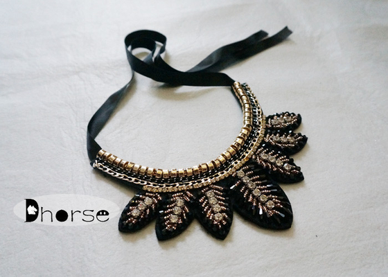Handmade có thể tháo rời Bling Rhinestone cườm cổ vòng cổ, hình dạng lá