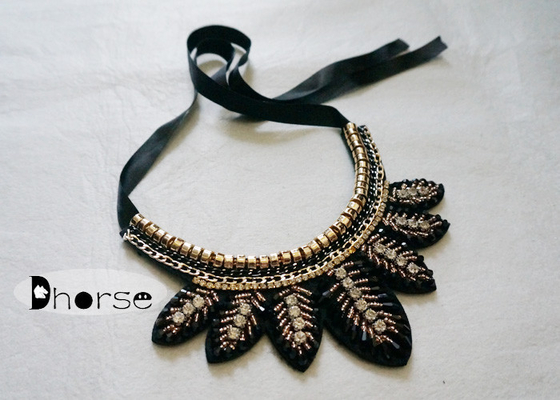 Handmade có thể tháo rời Bling Rhinestone cườm cổ vòng cổ, hình dạng lá