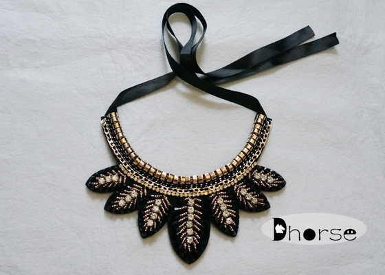 Handmade có thể tháo rời Bling Rhinestone cườm cổ vòng cổ, hình dạng lá