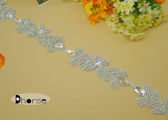 Bạc sắt On Rhinestone Beaded Trim cho váy, Rhinestone Trimming