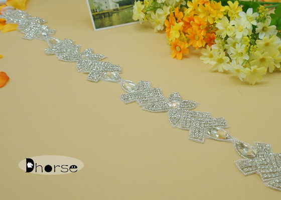 Bạc sắt On Rhinestone Beaded Trim cho váy, Rhinestone Trimming
