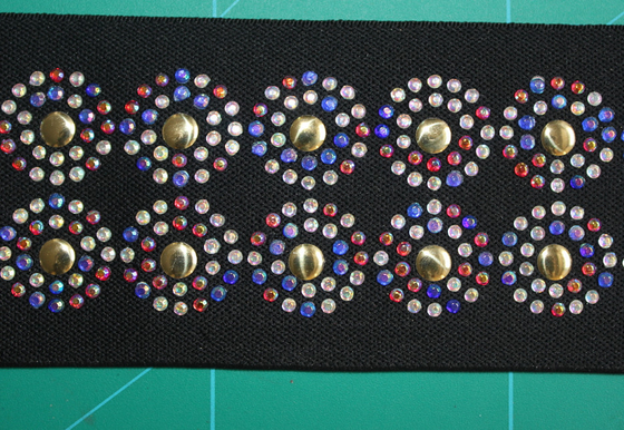 Colorful Rhinestone Đen Elastic Webbing 5cm, Beautiful mẫu Vòng