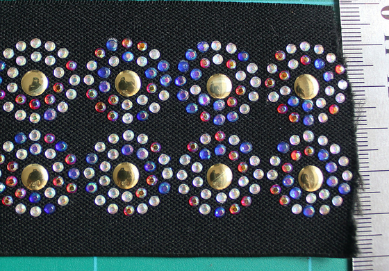 Colorful Rhinestone Đen Elastic Webbing 5cm, Beautiful mẫu Vòng