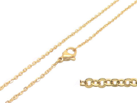 Thời trang mạ vàng thép không gỉ Chuỗi vòng cổ Flat Oval vành đai liên kết của phụ nữ