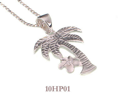 Handmade Jewelry Hawaii bạc khắc Palm Tree Với Plumeria Pendant
