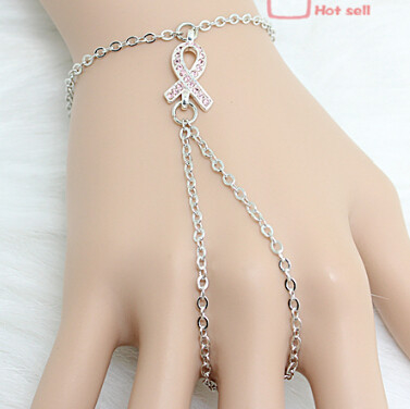 Thời trang bện kim loại pha lê Breast Cancer Awareness Bracelet Đối với phụ nữ