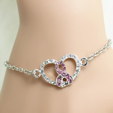 Thời trang bện kim loại pha lê Breast Cancer Awareness Bracelet Đối với phụ nữ