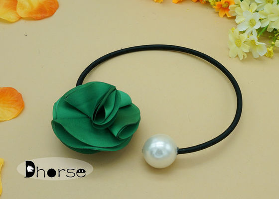 Xanh Vải hoa Big Pearl Handmade Beaded Dây chuyền, vòng cổ cổ áo đính cườm