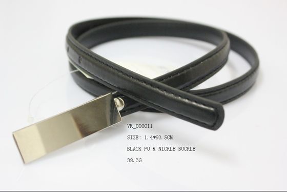 Đen PU dây vải cho phụ nữ / 1.4cm nữ eo thắt lưng, shinny vàng Nickle Buckle
