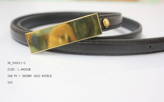 Đen PU dây vải cho phụ nữ / 1.4cm nữ eo thắt lưng, shinny vàng Nickle Buckle
