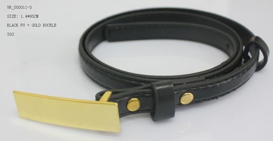 Đen PU dây vải cho phụ nữ / 1.4cm nữ eo thắt lưng, shinny vàng Nickle Buckle