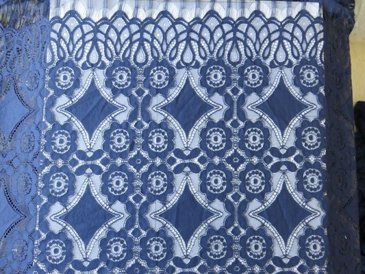 Đẹp sâu xanh Geometric bông Nylon Stretch ren vải / ren rèm vải