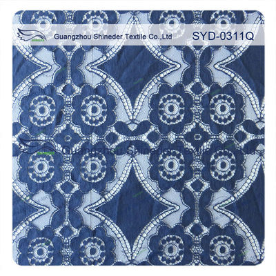 Đẹp sâu xanh Geometric bông Nylon Stretch ren vải / ren rèm vải