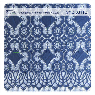 Đẹp sâu xanh Geometric bông Nylon Stretch ren vải / ren rèm vải