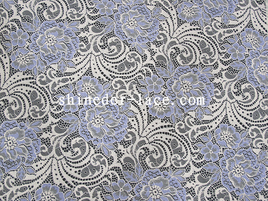 Ánh sáng màu tím và trắng bông Nylon vải ren Rayon Big hoa thiết kế cho thời trang SYD-0183