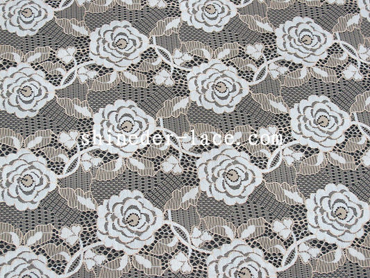 Rose mẫu thiết kế Nylon ghi chép Jacquard vải ren theo sân