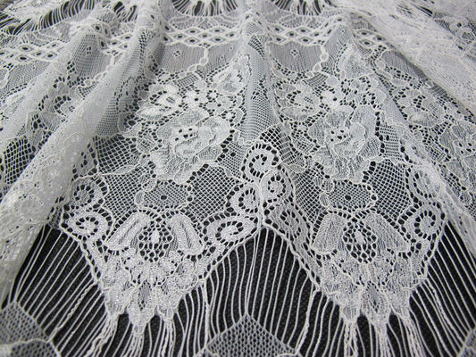 Trắng hoa Nylon ren vải lông mi ren Trim cho phụ nữ ăn mặc